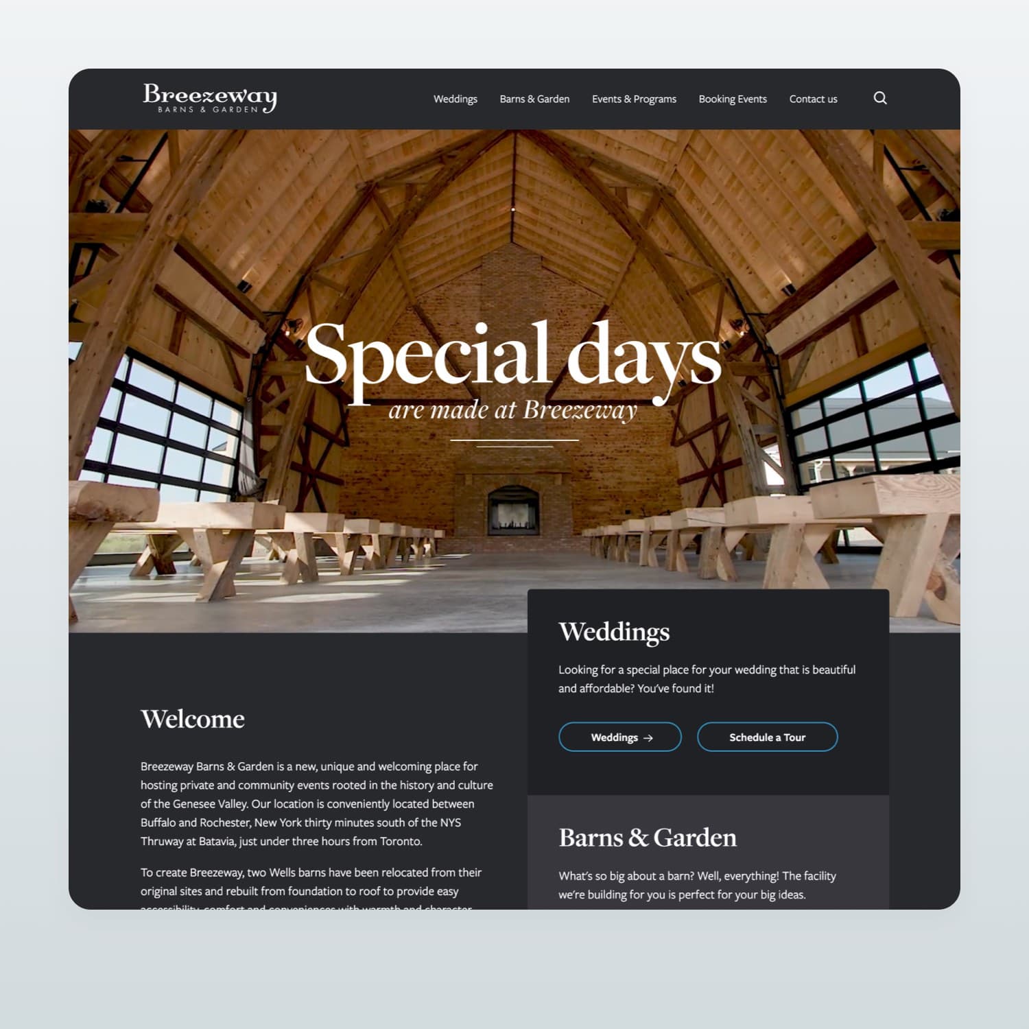 Breeze Barns & Garden, website design and development