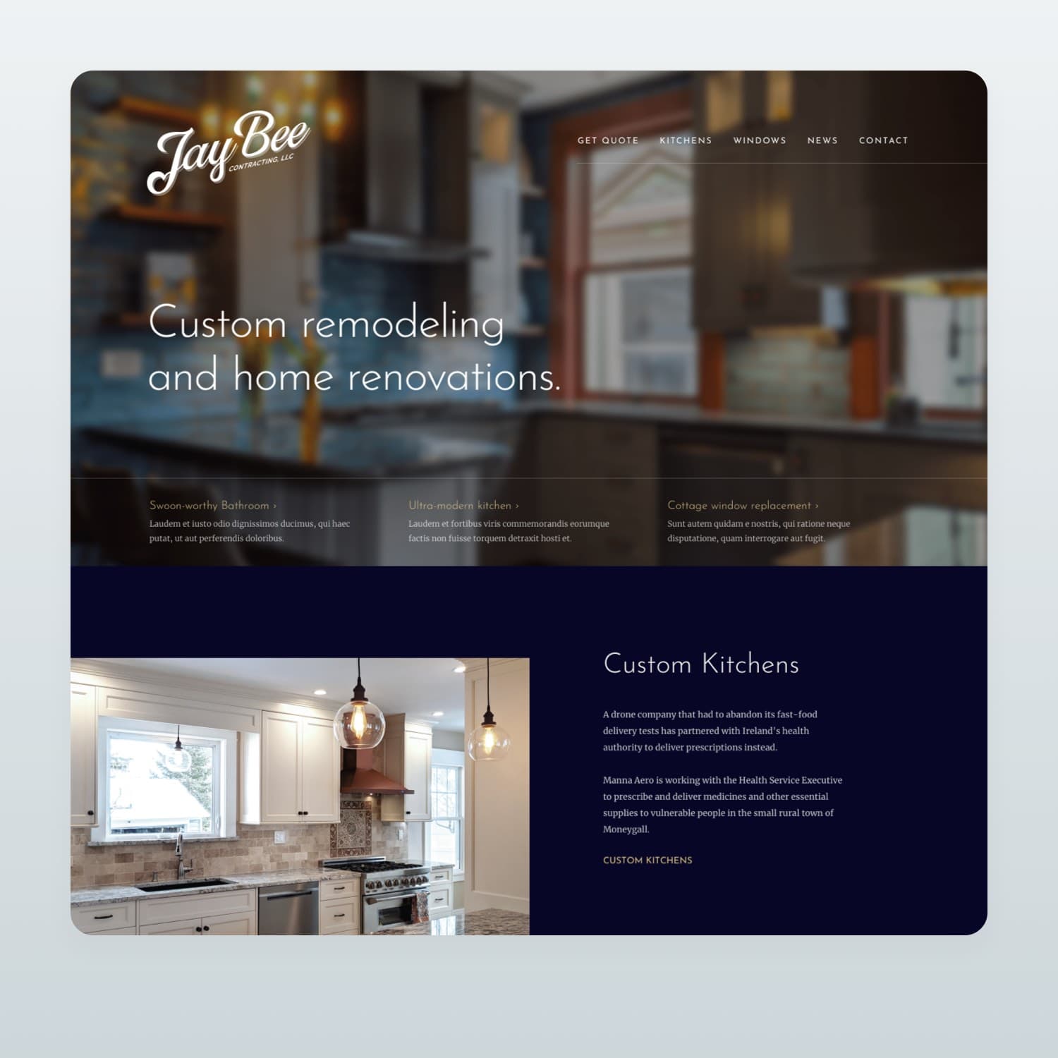 JayBee Contracting, website design and development